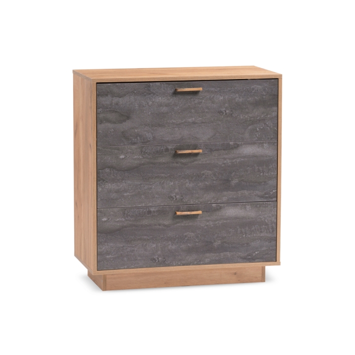 Комод Эго К-3 на подиуме дуб крафт золотой / камень темный