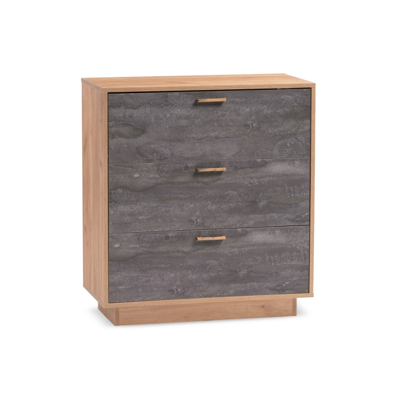 Комод Эго К-3 на подиуме дуб крафт золотой / камень темный