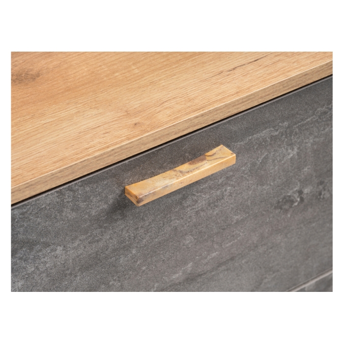 Комод Эго К-3 на подиуме дуб крафт золотой / камень темный