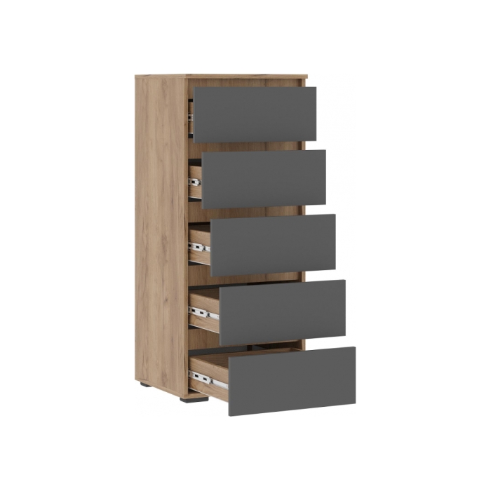 Комод Элла КМ 03 серый графит 0162 / дуб крафт золото