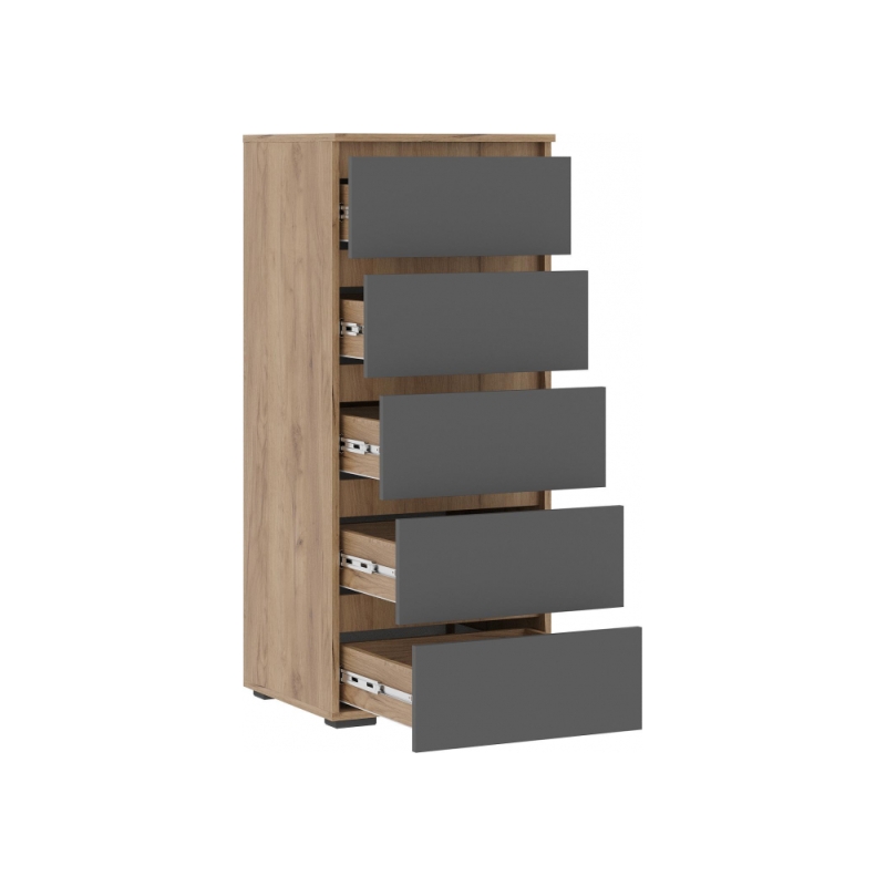 Комод Элла КМ 03 серый графит 0162 / дуб крафт золото