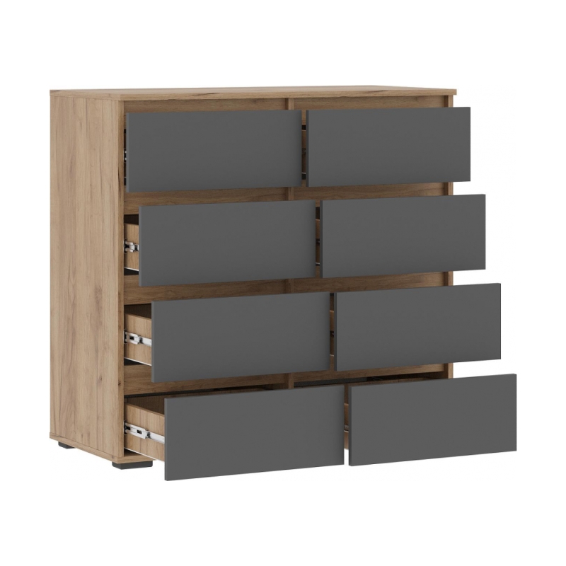 Комод Элла КМ 04 серый графит 0162 / дуб крафт золото