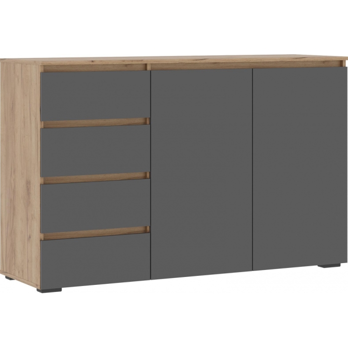 Комод Элла КМ 06 серый графит 0162 / дуб крафт золото