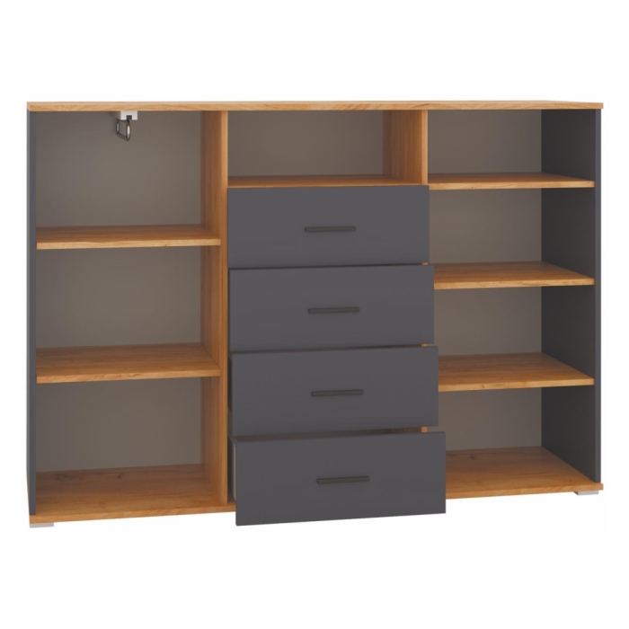 Комод Кассандра 154 дуб крафт золотой / антрацит