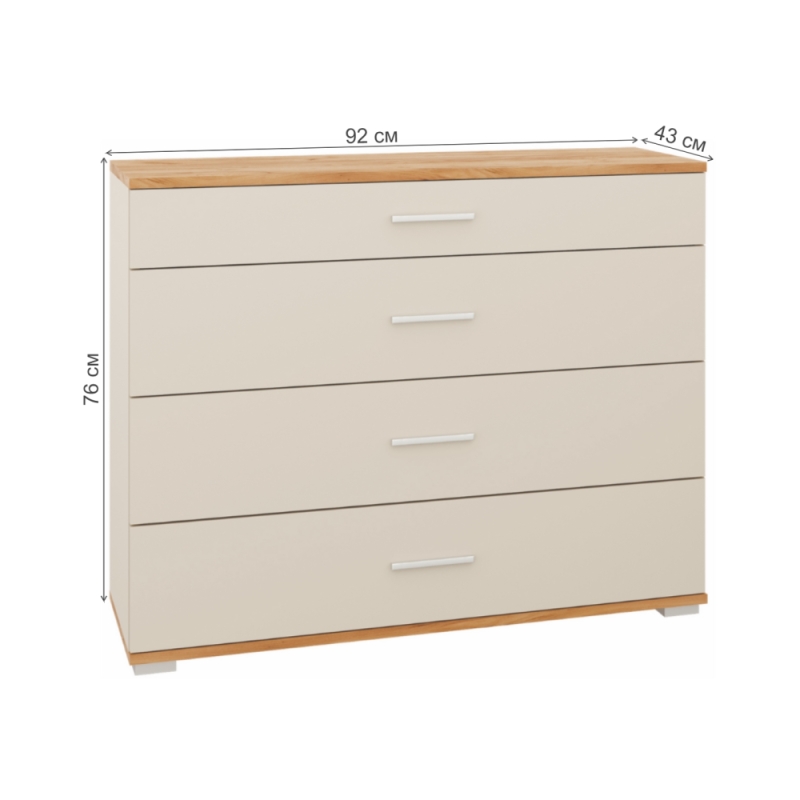 Комод Кассандра 92 дуб крафт золотой / кашемир