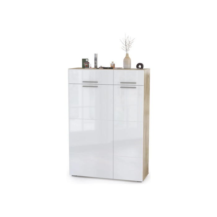 Комод Лайн 13.121 дуб серый craft K 002 PW / белый глянец пвх