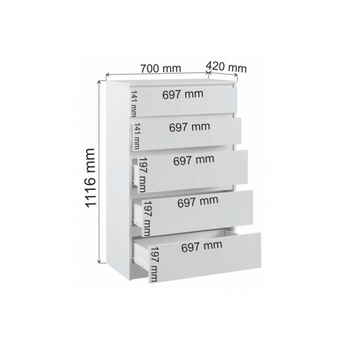 Комод Мадера К 700 лдсп белый