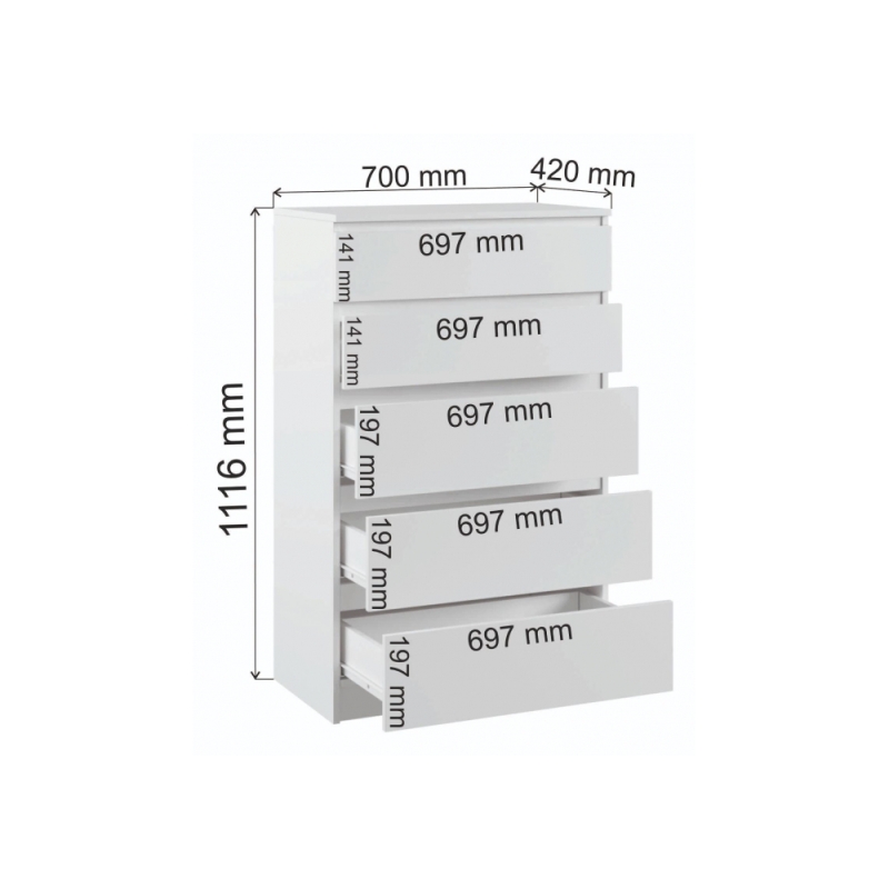 Комод Мадера К 700 лдсп белый