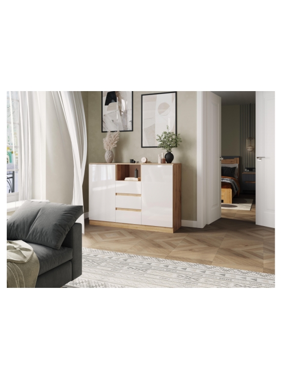 Комод Маллоу-2 дуб вотан / белый глянец