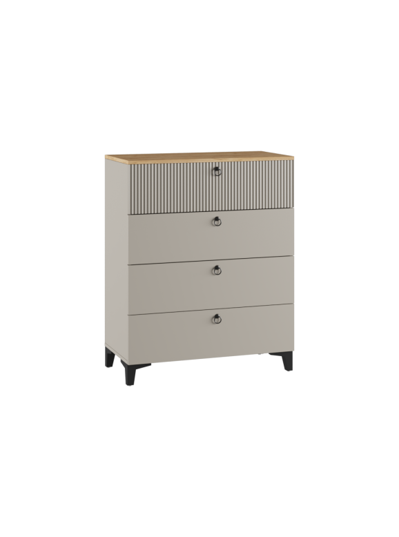 Комод Ника 4Я ПВШ бежевый мат-05 / кашемир / дуб делано