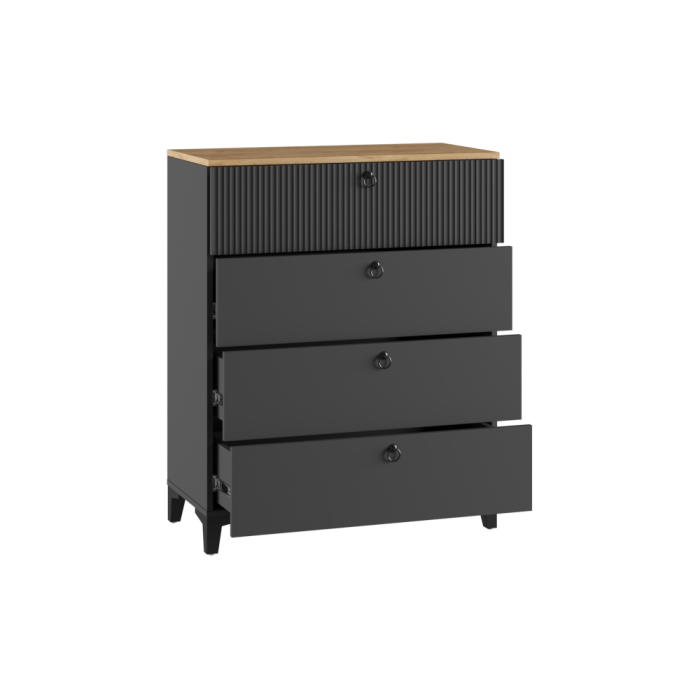 Комод Ника 4Я ПВШ эйхория QR-17 / графит / дуб делано