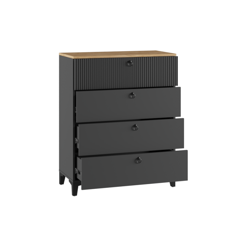 Комод Ника 4Я ПВШ эйхория QR-17 / графит / дуб делано