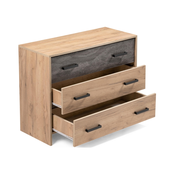 Комод Taika дуб золотой / камень темный