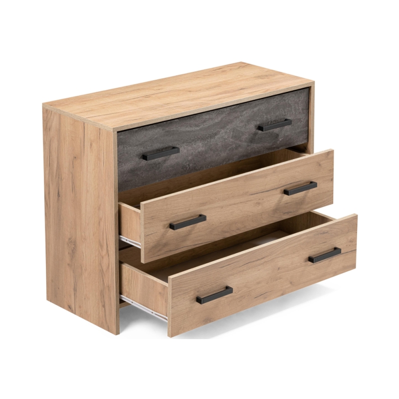 Комод Taika дуб золотой / камень темный