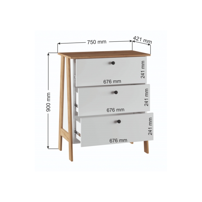 Комод Теодора белый / крафт золотой