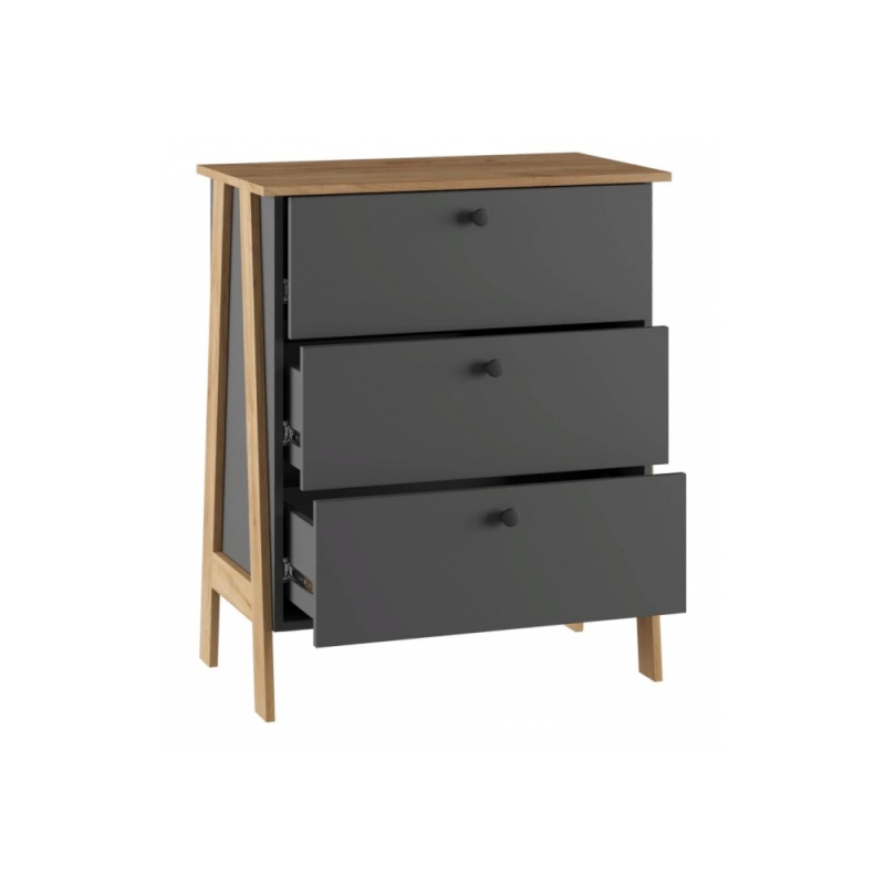 Комод Теодора графит / крафт золотой