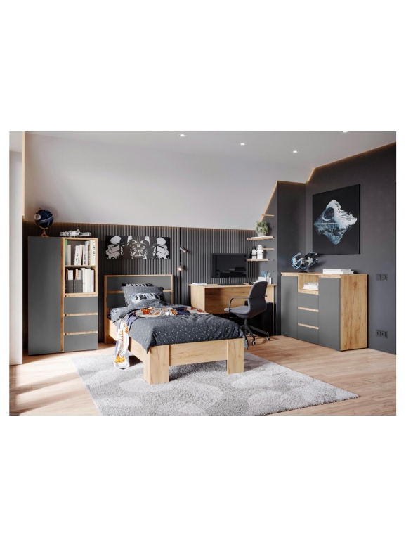 Комплект детской мебели Элла серый графит 0162 / дуб крафт золото комплектация 1