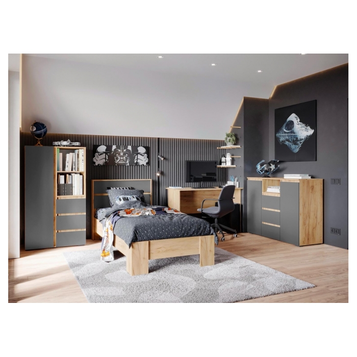 Комплект детской мебели Элла серый графит 0162 / дуб крафт золото комплектация 1