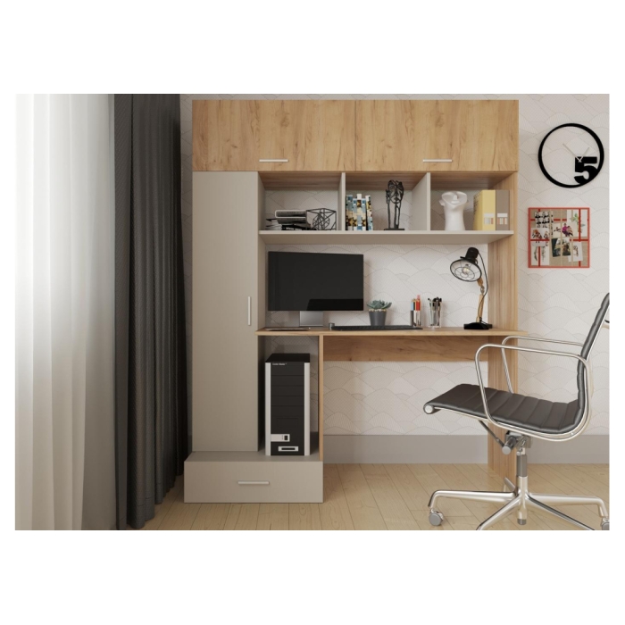 Компьютерный стол Бишоп 1 150х57х180 дуб крафт золотой / кашемир