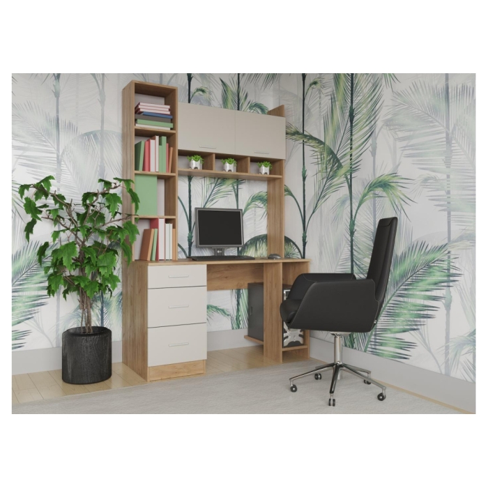 Компьютерный стол Бишоп 5 125х60х197 дуб крафт золотой / кашемир