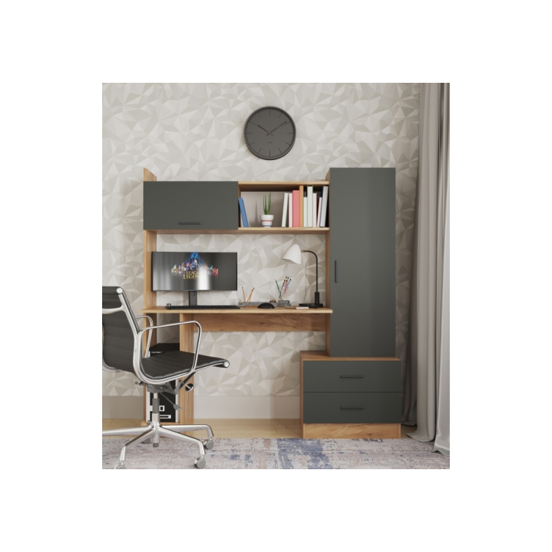 Компьютерный стол Бишоп 7 153х59х160 дуб крафт золотой / антрацит