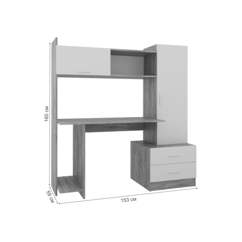 Компьютерный стол Бишоп 7 153х59х160 дуб крафт золотой / кашемир