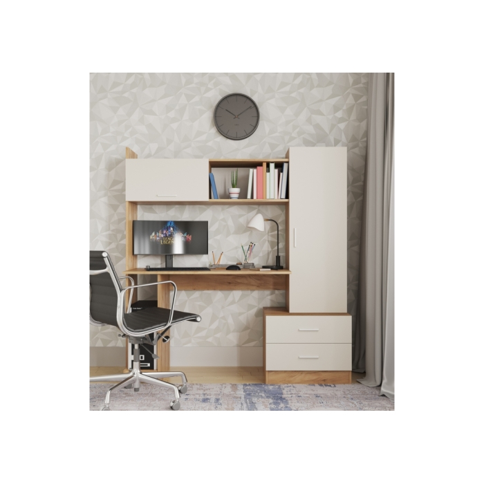 Компьютерный стол Бишоп 7 153х59х160 дуб крафт золотой / кашемир