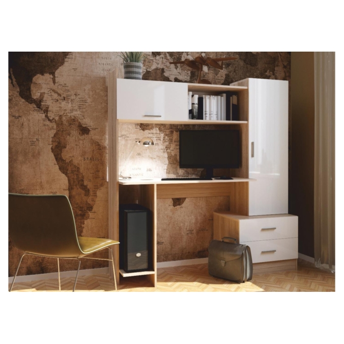 Компьютерный стол Бишоп 7 153х59х160 дуб сонома / белый