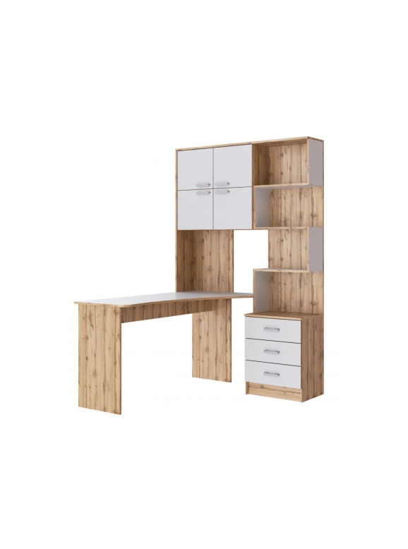 Компьютерный стол Ганор левый дуб вотан / белый