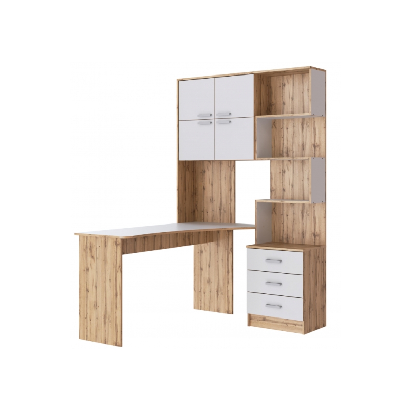 Компьютерный стол Ганор левый дуб вотан / белый