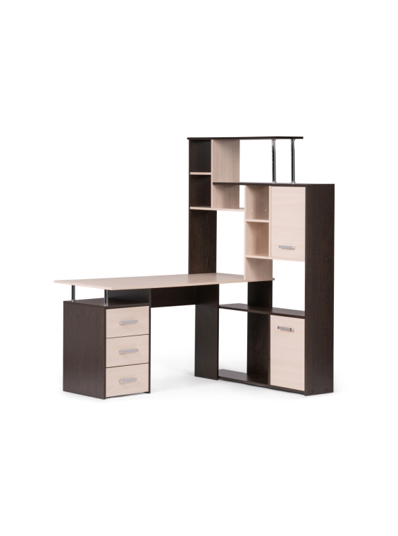 Компьютерный стол КС-15 142,7х130х175,2 венге / дуб молочный правый