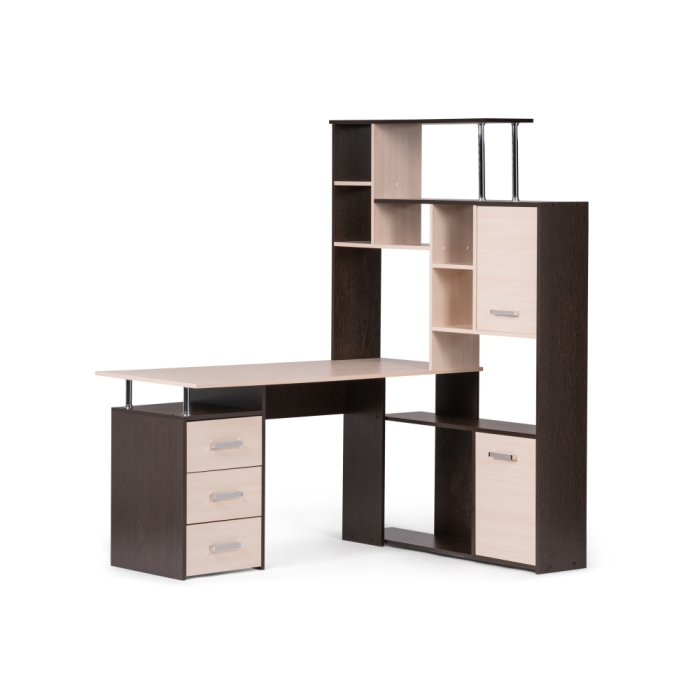 Компьютерный стол КС-15 142,7х130х175,2 венге / дуб молочный правый