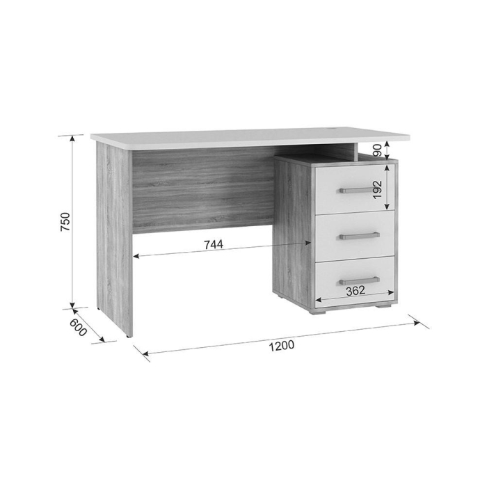 Компьютерный стол Лайт-2 120х60х75 см дуб сонома / белый