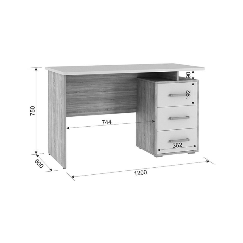 Компьютерный стол Лайт-2 120х60х75 см дуб сонома / белый