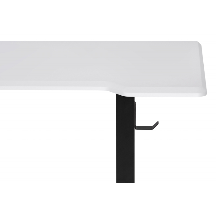 Компьютерный стол Маркос с механизмом подъема 140х80х75 белая шагрень / черный