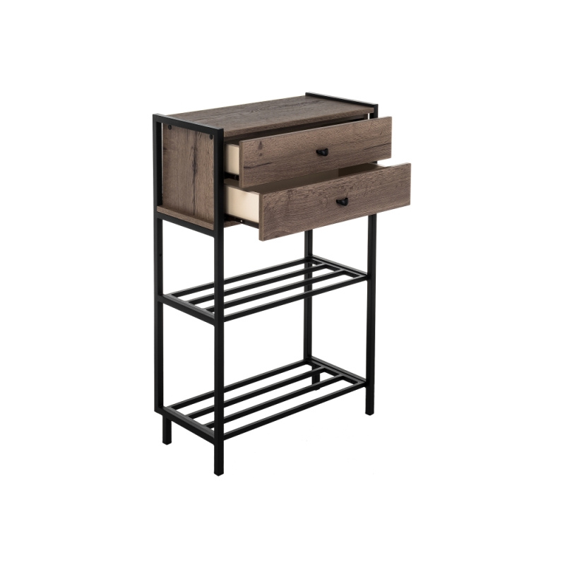 Обувница Диана дуб велингтон / черный матовый