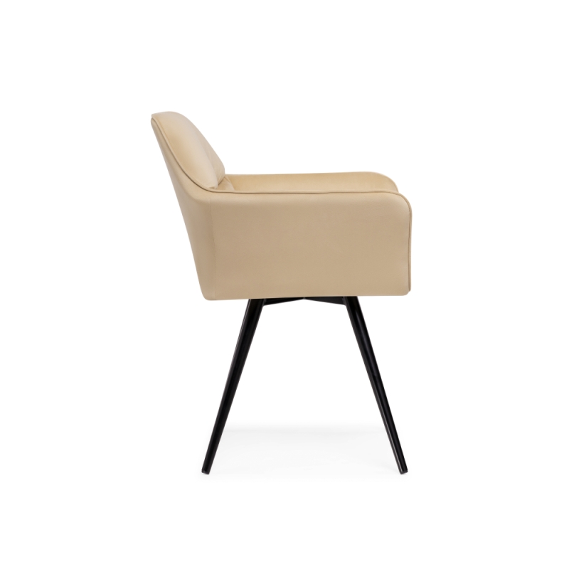 Кресло Ямес крутящееся бежевый / черный глянец