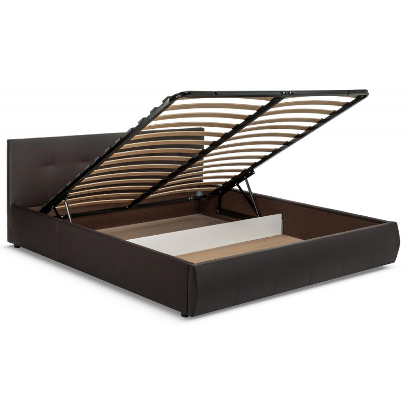 Кровать двуспальная Афродита 180 х 200 см с ПМ эко кожа коричневая