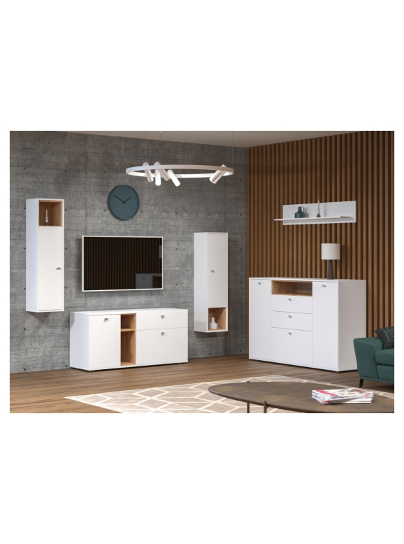 Модульная гостиная Бэль белый премиум / дуб золотой craft комплектация 2