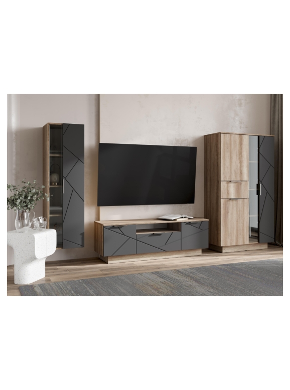 Модульная гостиная Диамо 3 софт графит / дуб каньон