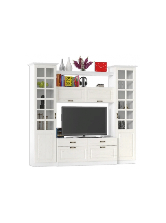 Модульная гостиная Ливерпуль белый / ясень ваниль НМ-1012-100 комплектация 1