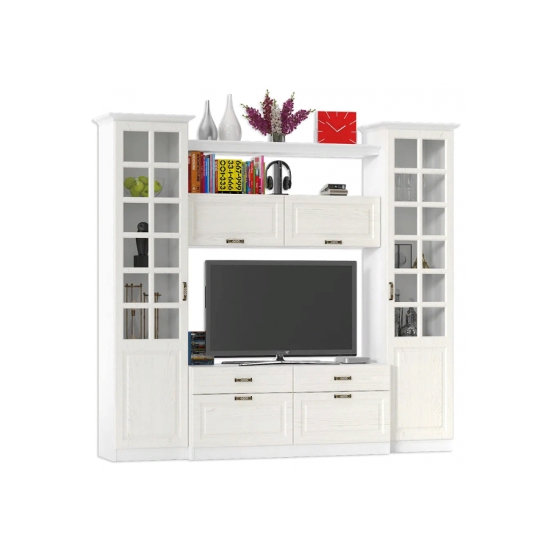 Модульная гостиная Ливерпуль белый / ясень ваниль НМ-1012-100 комплектация 1