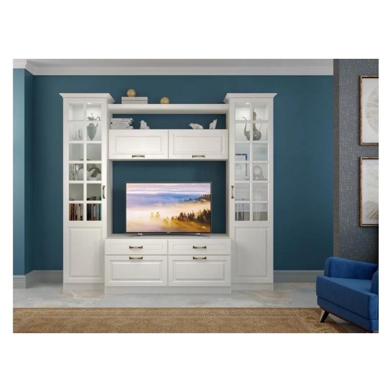 Модульная гостиная Ливерпуль белый / ясень ваниль НМ-1012-100 комплектация 1