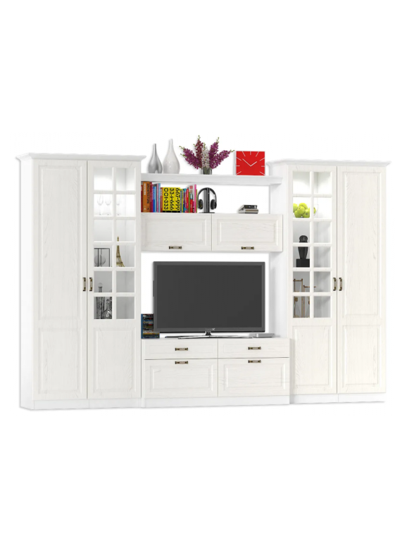 Модульная гостиная Ливерпуль белый / ясень ваниль НМ-1012-100 комплектация 3