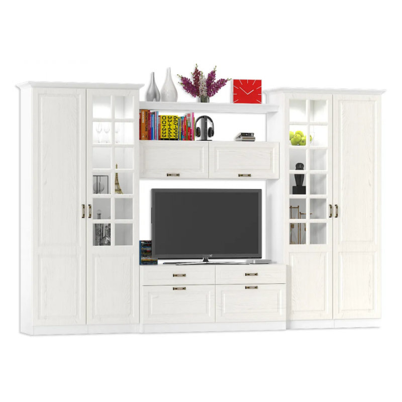 Модульная гостиная Ливерпуль белый / ясень ваниль НМ-1012-100 комплектация 3