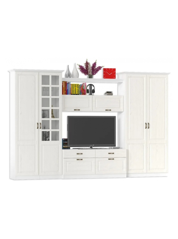 Модульная гостиная Ливерпуль белый / ясень ваниль НМ-1012-100 комплектация 4