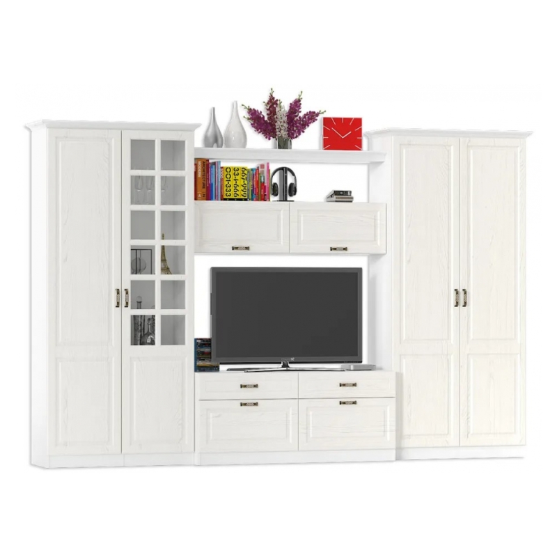 Модульная гостиная Ливерпуль белый / ясень ваниль НМ-1012-100 комплектация 4