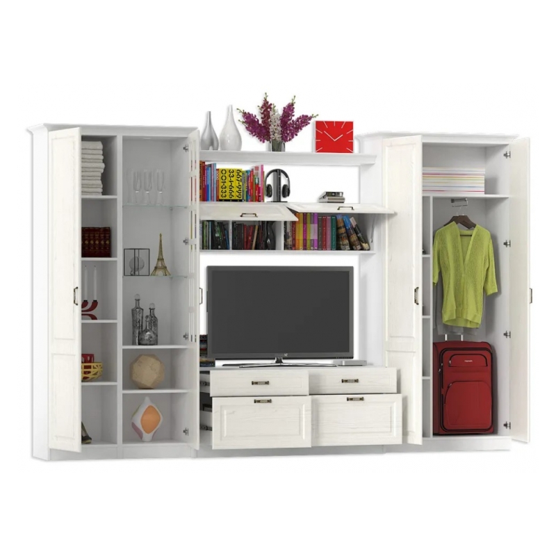 Модульная гостиная Ливерпуль белый / ясень ваниль НМ-1012-100 комплектация 4