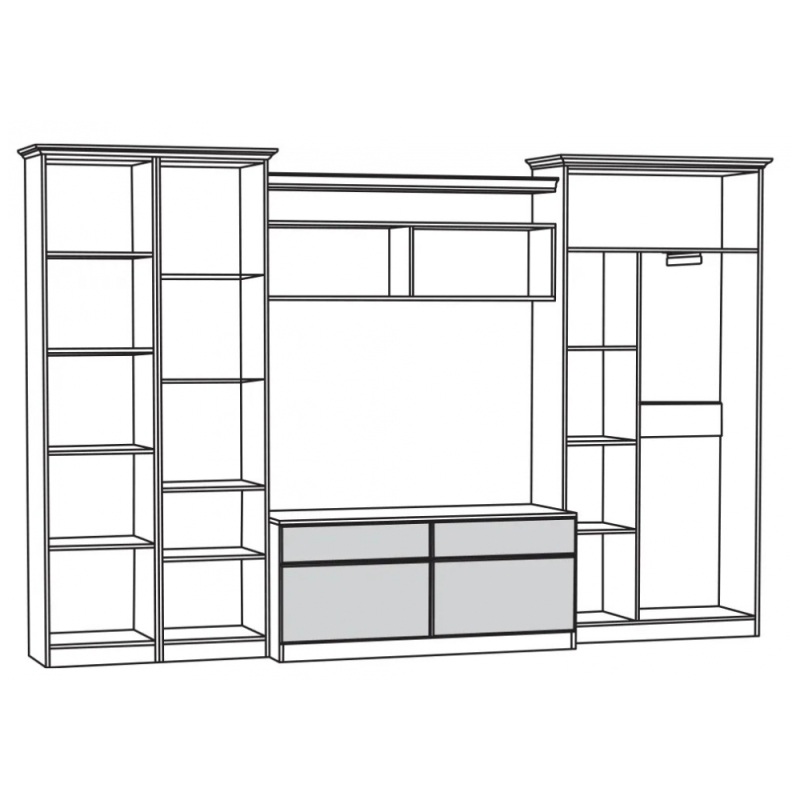 Модульная гостиная Ливерпуль белый / ясень ваниль НМ-1012-100 комплектация 4