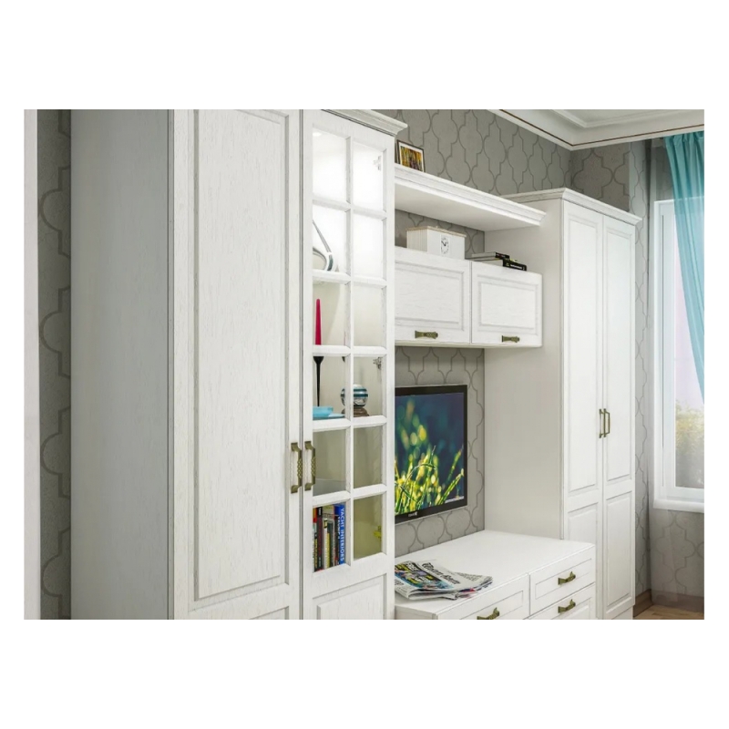 Модульная гостиная Ливерпуль белый / ясень ваниль НМ-1012-100 комплектация 4